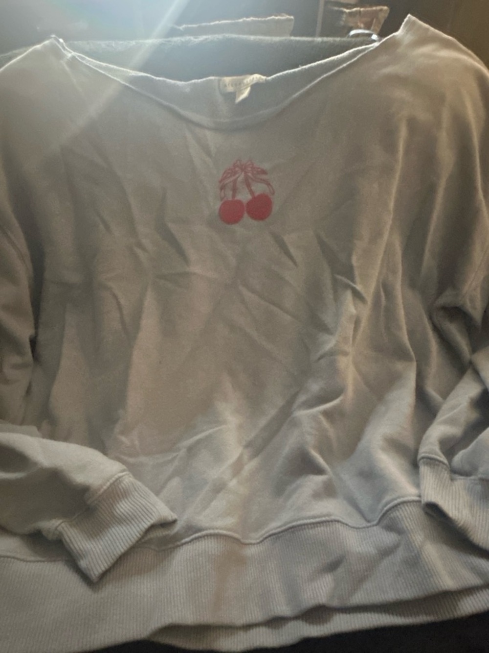 Aeropostale Light Gray Sweatshirt with Red Cherry Graphic